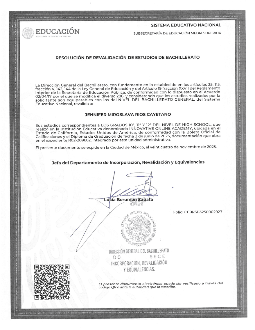 Resolución de Revalidación SEP (México)